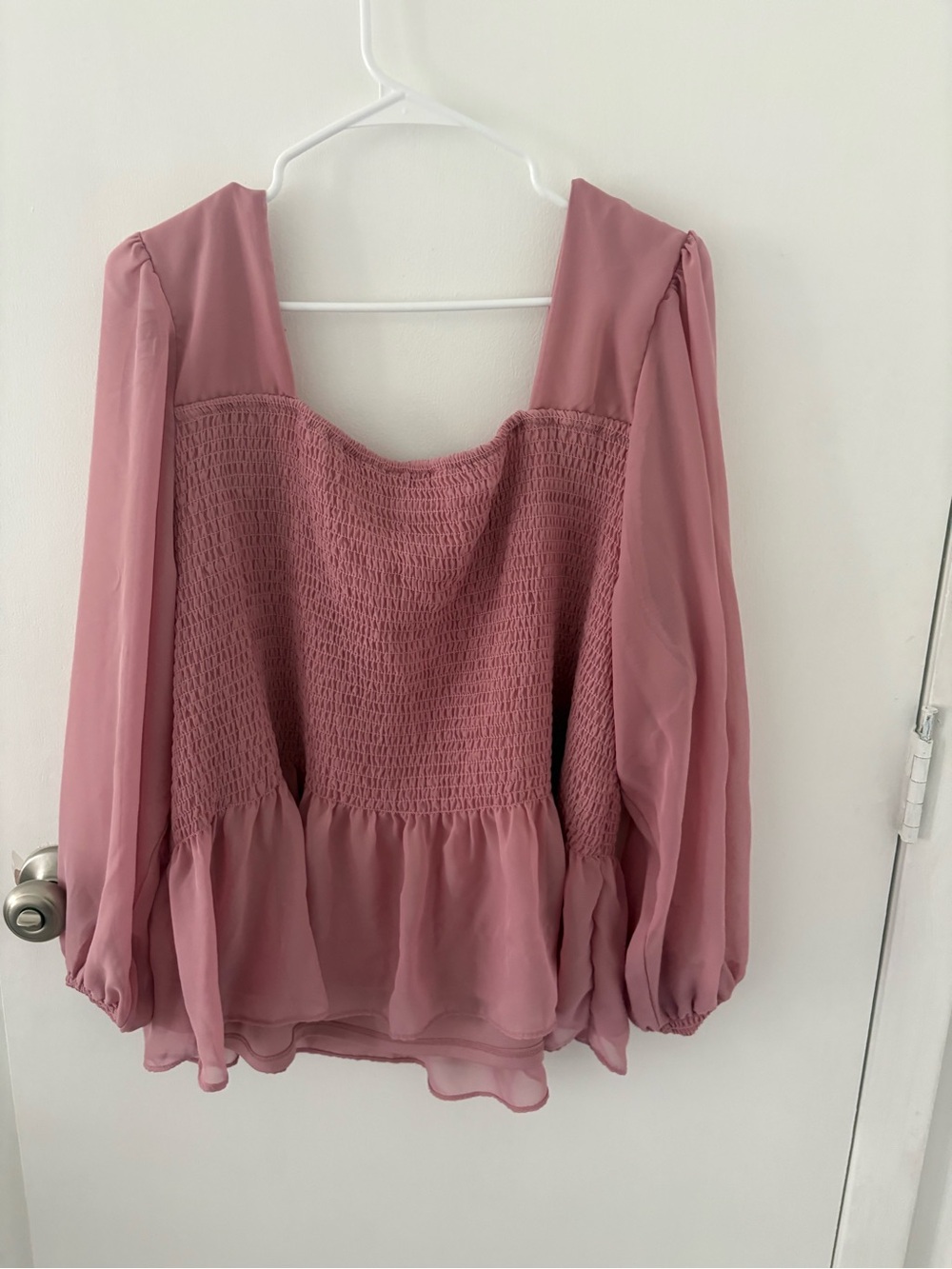 Nine West Dusty Rose Smocked Peasant Blouse - Women Tops